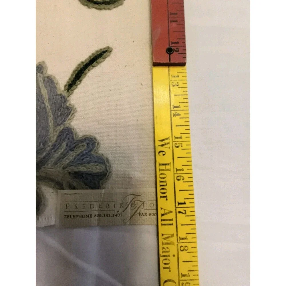 Frederik & Joyce Robespierre embroidered floral fabric sample wool on cotton Vtg